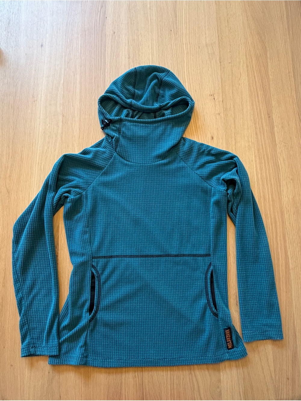Melanzana women’s Micro Grid hoodie V2 size Small - dragonfly teal